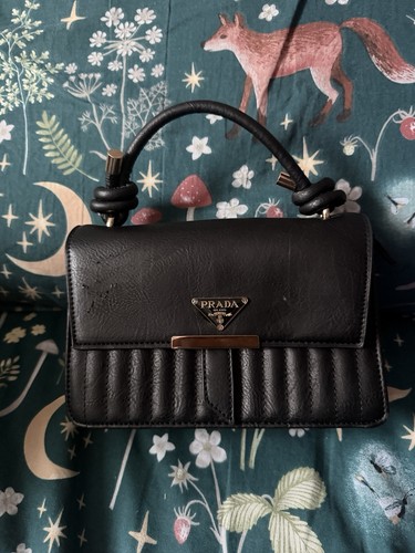 Black leather quilted logo - leather,