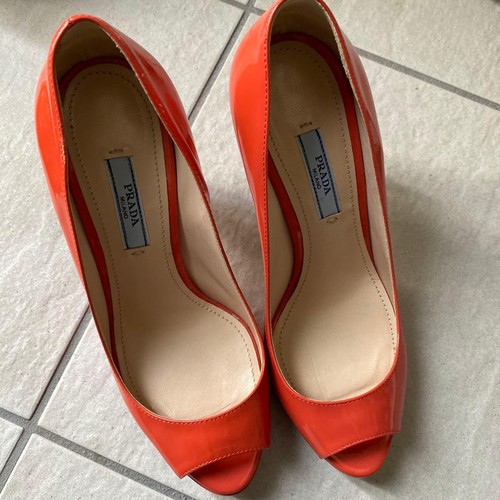 Prada orange open toe - prada, heel