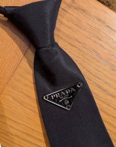 Prada black silk zipper tie - prada,