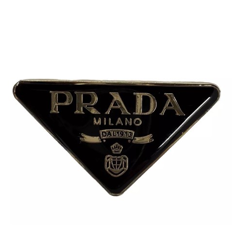 Prada brooch pin badge black - prada,