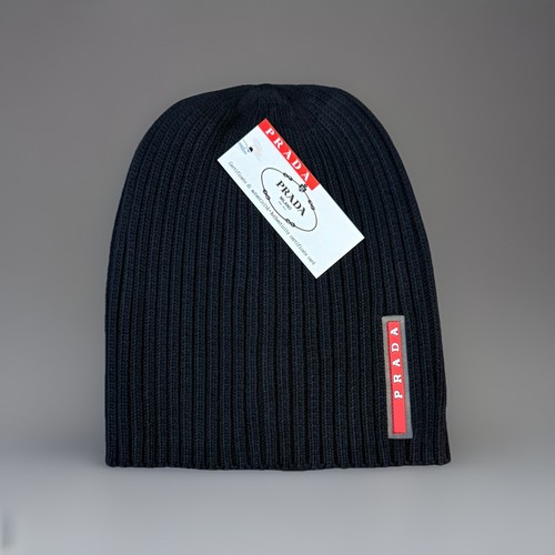 Prada knit logo beanie - prada,